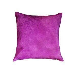 Natural Home Decor Torino Cowhide Pillow | 1-Piece | Fuchsia | 18"x18"